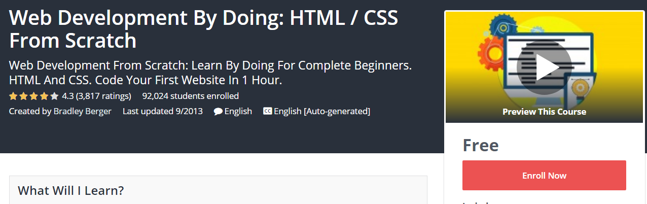 Course Cover For - Web Development By Doing HTML CSS From Scratch
