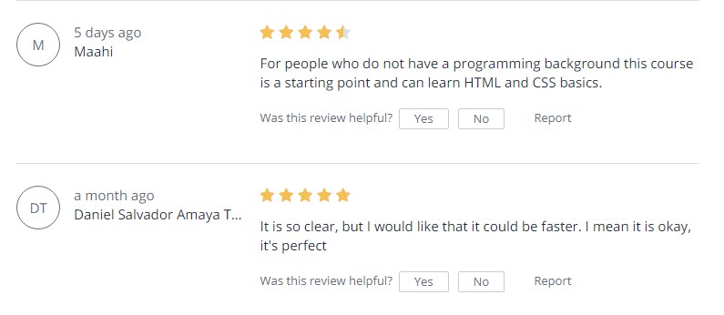 Reviews For - Web Development By Doing HTML CSS From Scratch