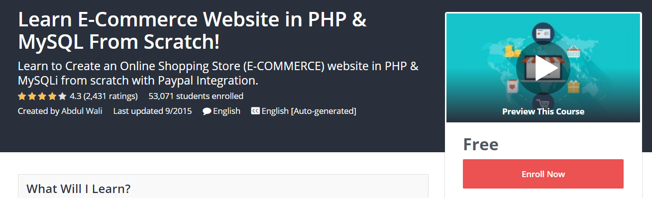 Course Cover For - Learn E-Commerce Website in PHP_MySQL From Scratch!